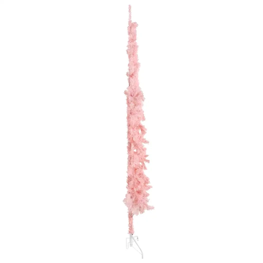Albero Natale Artificiale Sottile a MetÃ  e Supporto Rosa 210 cm
