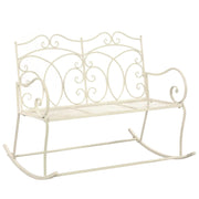 Panchina da Giardino 104 cm in Ferro Bianco Anticato cod mxl 52730