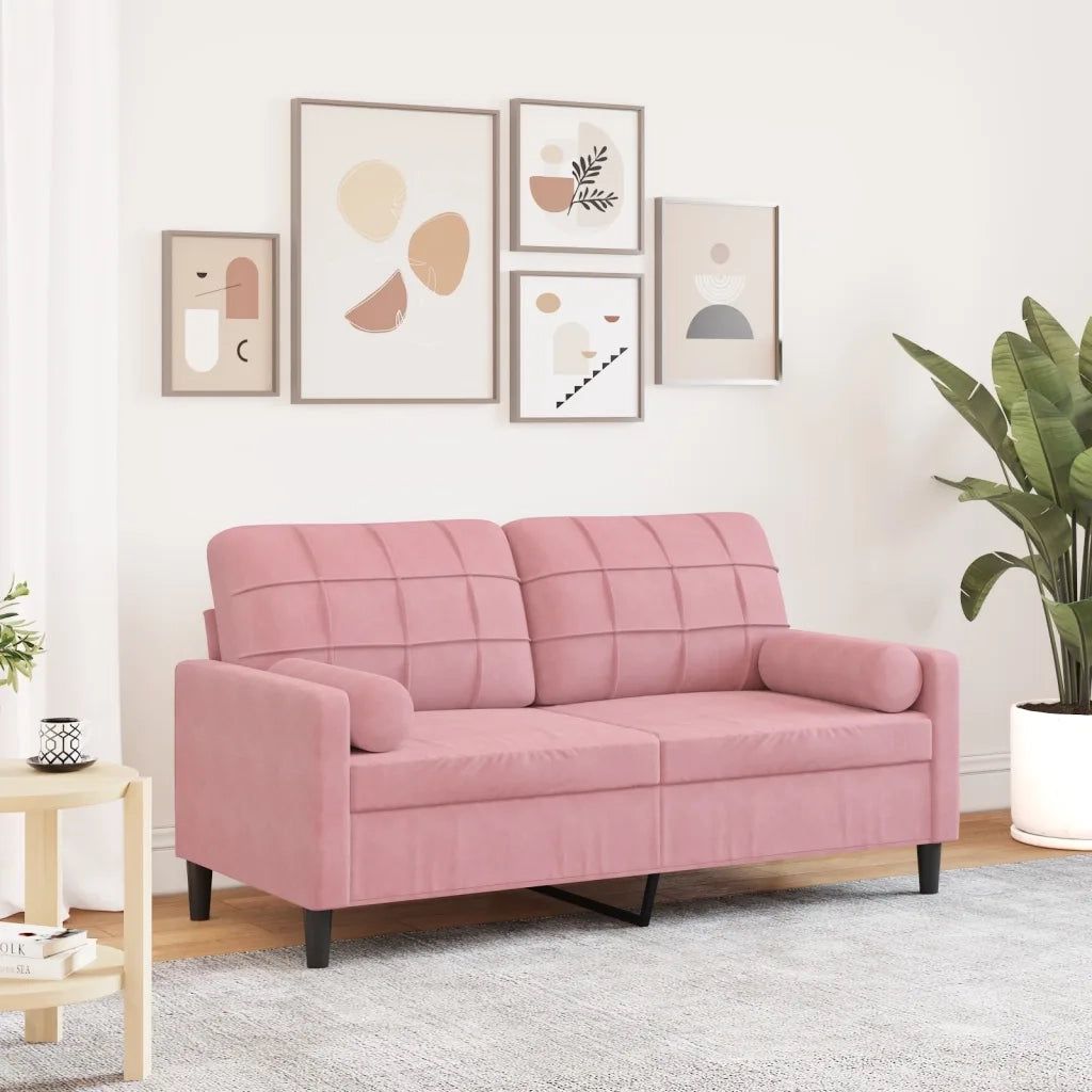 Divano a 2 Posti con Cuscini Rosa 140 cm in Velluto 3278222