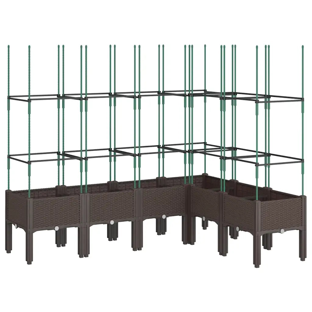 Fioriera Giardino con Graticcio-Vaso da Esterno-Contenitore per Piante Marrone 160x120x142,5 cm in PP