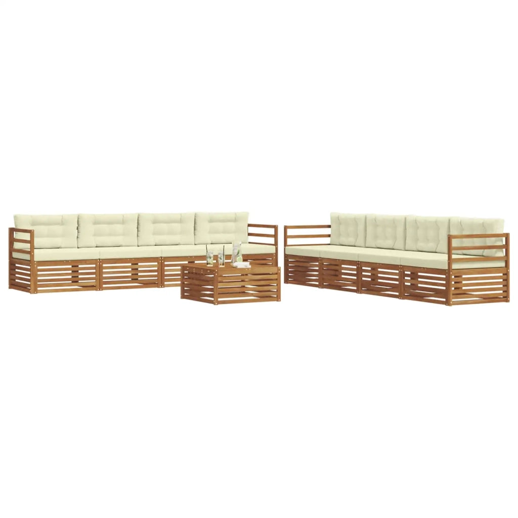 Set di divani da esterno con cuscino 9 pcs Naturale e Crema 3373200