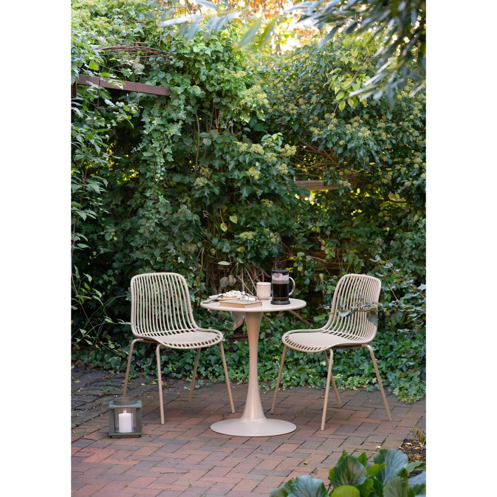 Set di 4 Sedie da Giardino Branson, Beige, Plastica, 55x46,5x82 cm