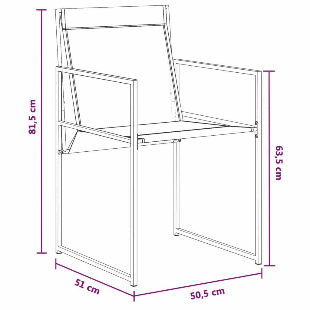 Set da Pranzo per Giardino 5 pcs Nero Textilene e Acciaio