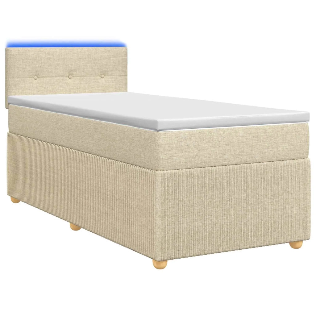 Letto box spring con materasso Crema 90 x 200 cm Tessuto 3452846