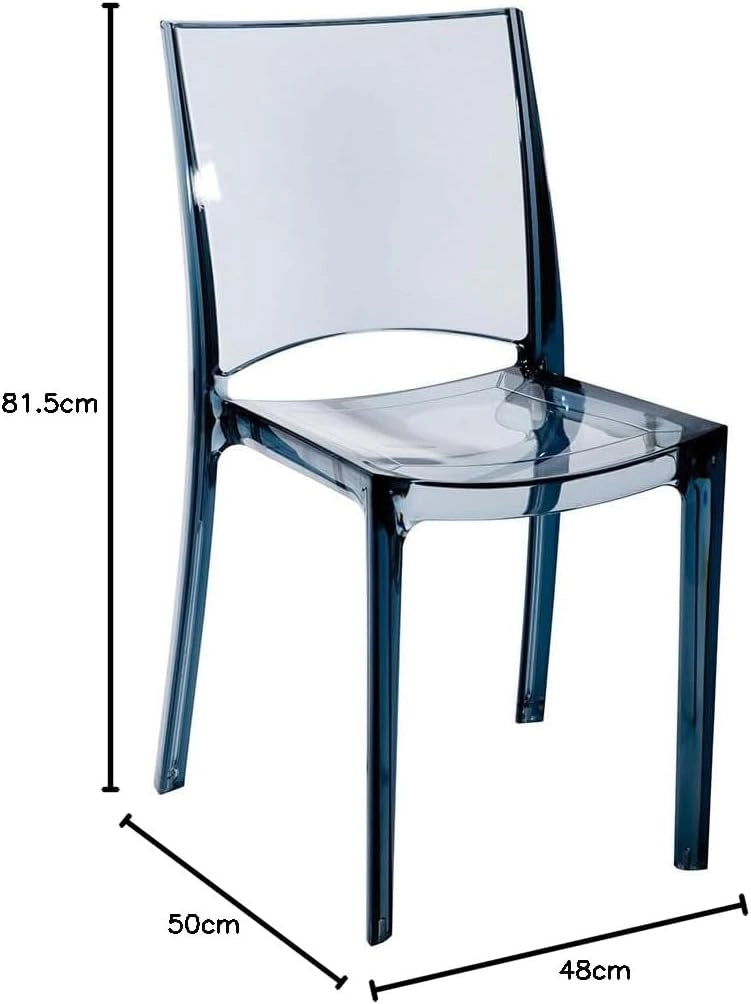 S6315TRYL Upon B-Side-Sedia impilabile in policarbonato Trasparente, 50 x 48 x 81,5 cm, Colore: Grigio Fumo Chiaro, 50 x 48 x 81.5 cm