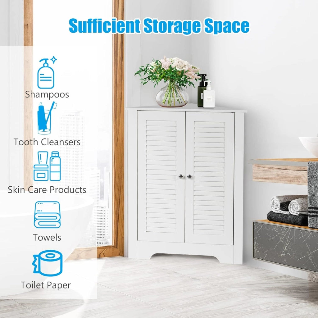Armadio Angolare, Mobile Angolare con 3 Ripiani e 2 Ante, Adatto per Bagno, Ingresso, Soggiorno, Camera da Letto, Ufficio, 3 Colori, 63x31,5x81cm (bianco)