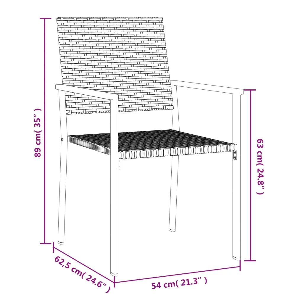 Sedie da Giardino 4 pz Nere 54x62,5x89 cm in Polyrattan 3187083