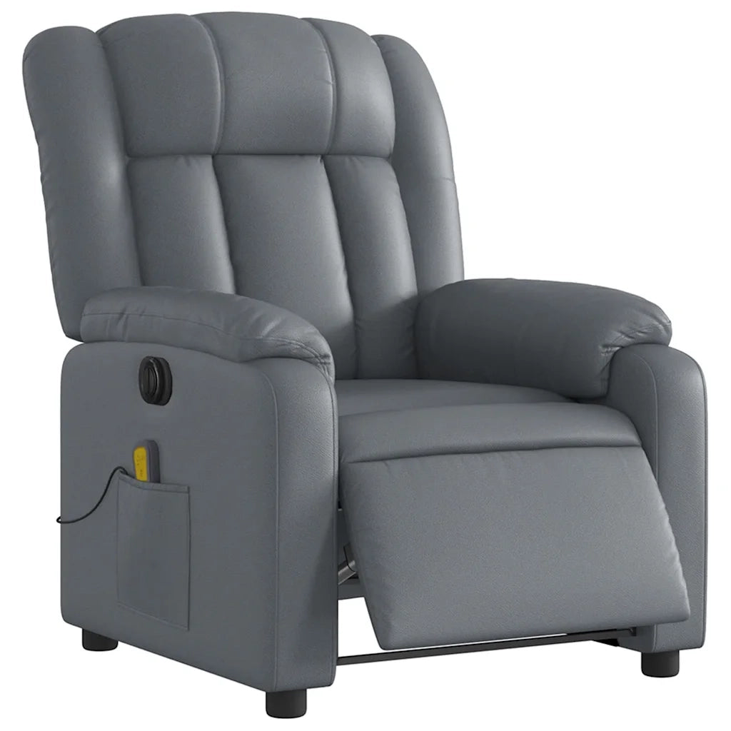 Poltrona Massaggiante | Sedia Relax Elettrica Reclinabile Grigio Similpelle