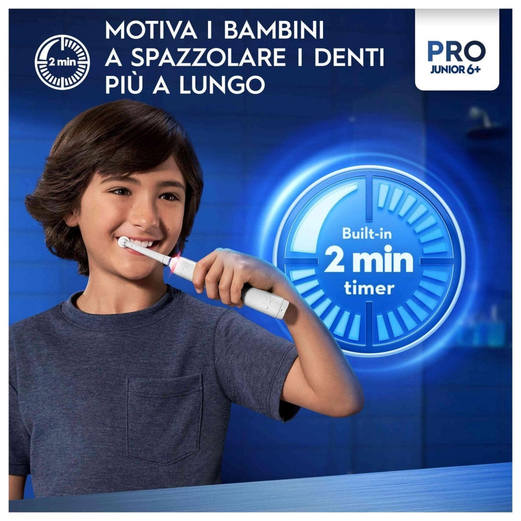 Oral-B PRO 14876673 spazzolino elettrico Bambino Spazzolino rotante Multicolore, Bianco
