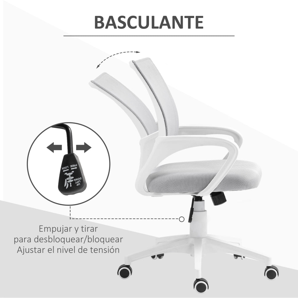 Sedia da ufficio girevole con rete ¨C zephmum ¨C grigio, altezza regolabile