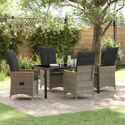 Set da Pranzo per Giardino con cuscino 5 pcs Grigio polyrattan 3379621