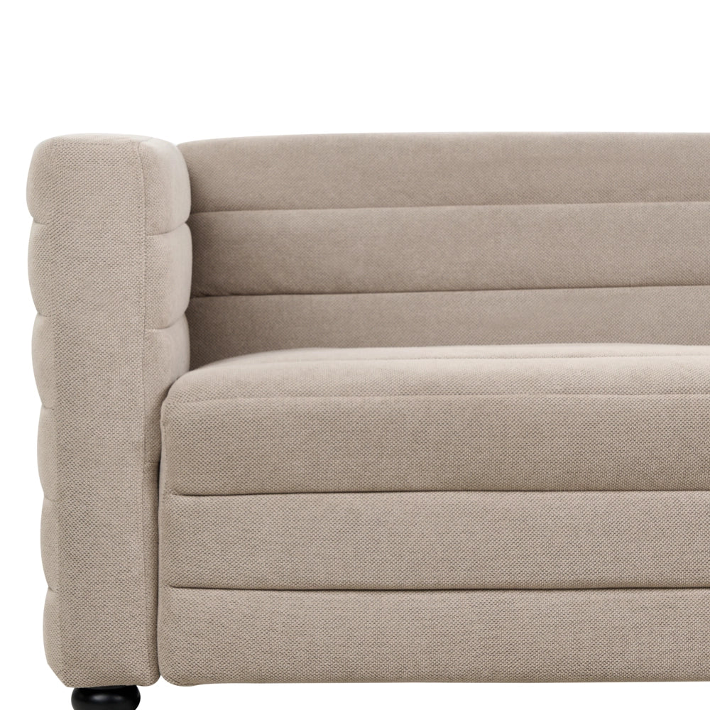 Divano a 3 posti rivestito in tessuto poliestere bouclè tortora design moderno