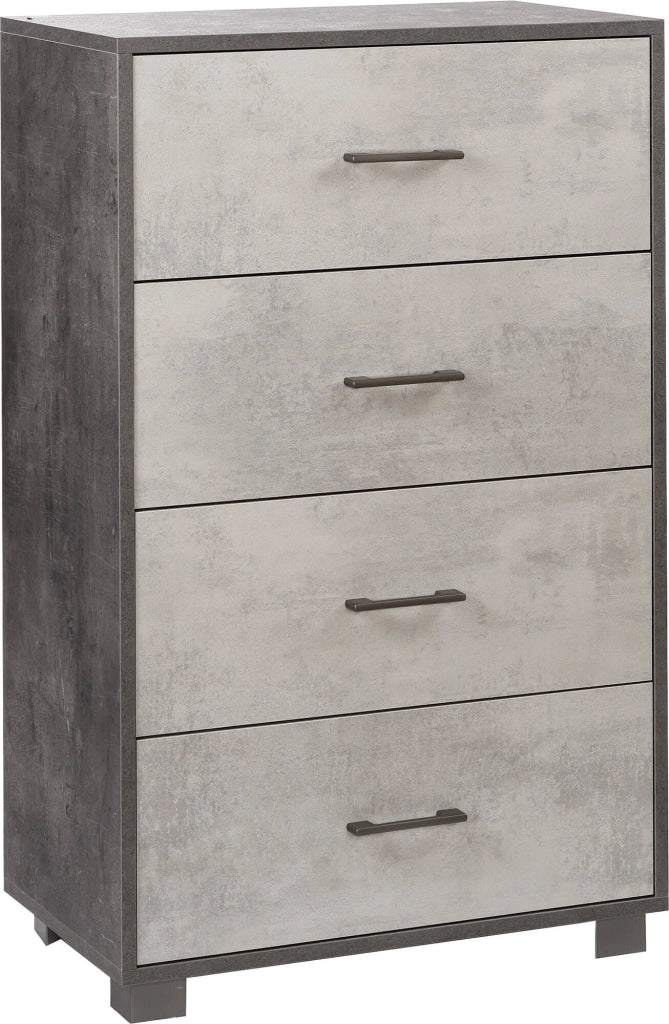 Mobile 4 Cassetti 70x112x41 cm Ossido Nero/Cemento