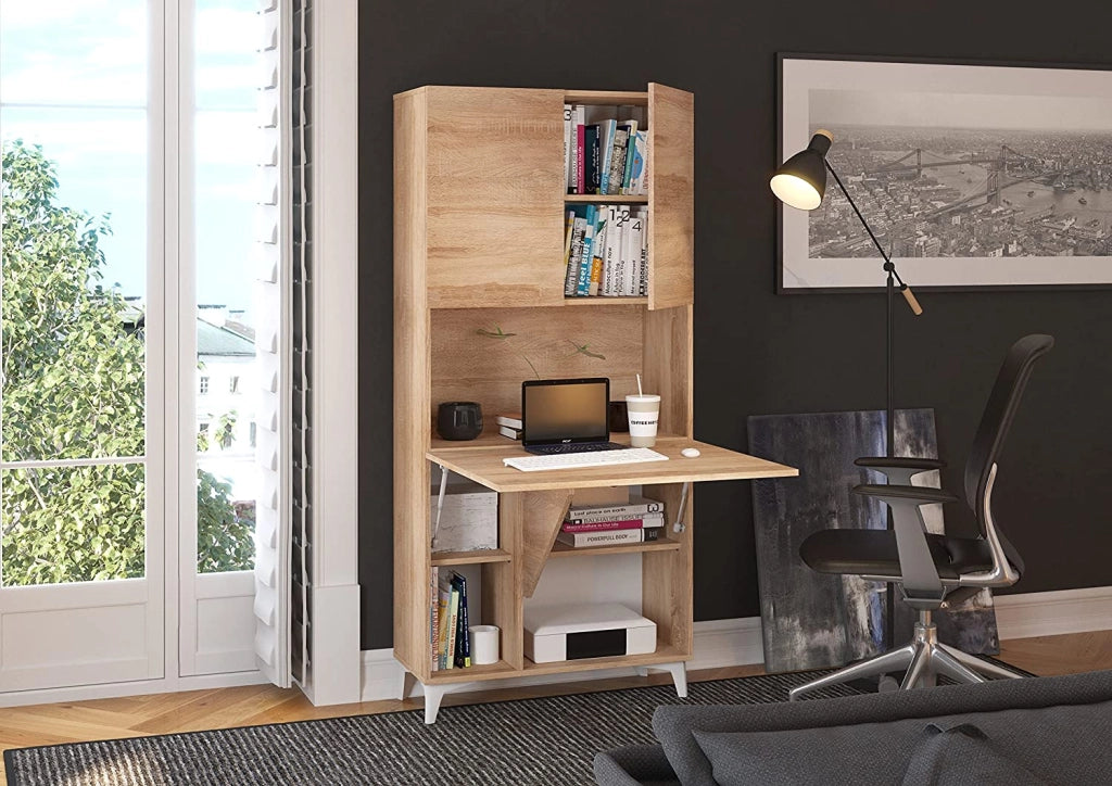 MOBILE SCRIVANIA COMPUTER LIBRERIA MEGAN H175x80x36cm ROVERE