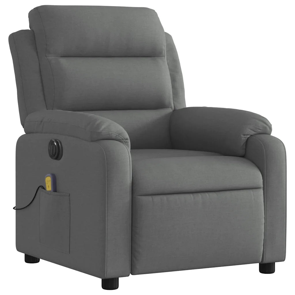 Poltrona Reclinabile Massaggio Elettrica Grigio Scuro Tessuto 3204969