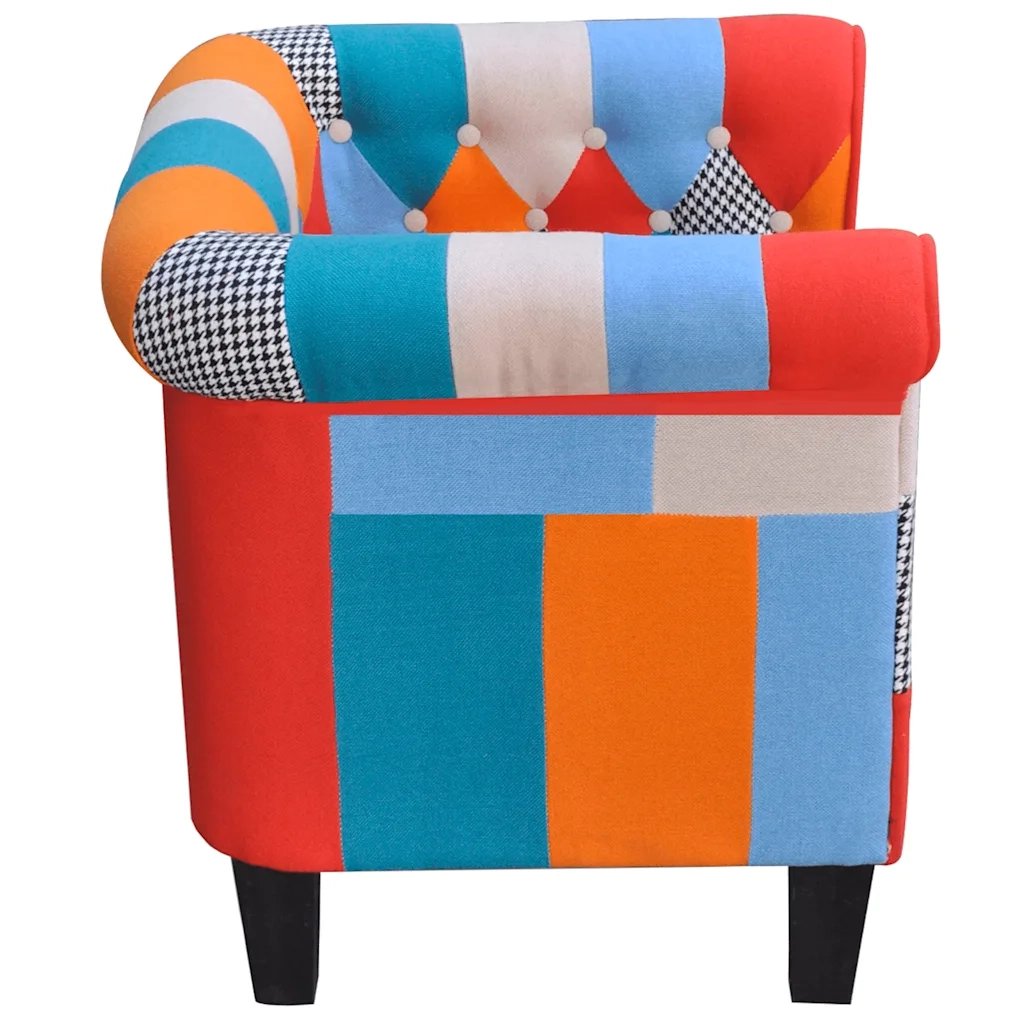 Divano Sedia-Poltrona con Design Patchwork in Tessuto