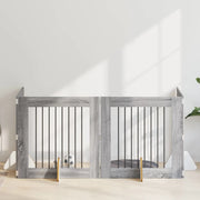 Cancello per cani con supporti 4 pcs Grigio Sonoma 80 x 80 cm