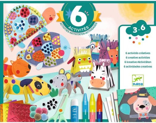 Kit 6 attivita creative, Gli animali e la loro casa,Djeco,Eta 3-6 anni
