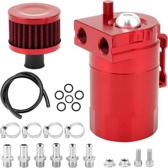 Set di raccolta olii universale con filtro d'aria, alluminio, ROSSO, 400 ml - Utile per il mantenimento dell'auto