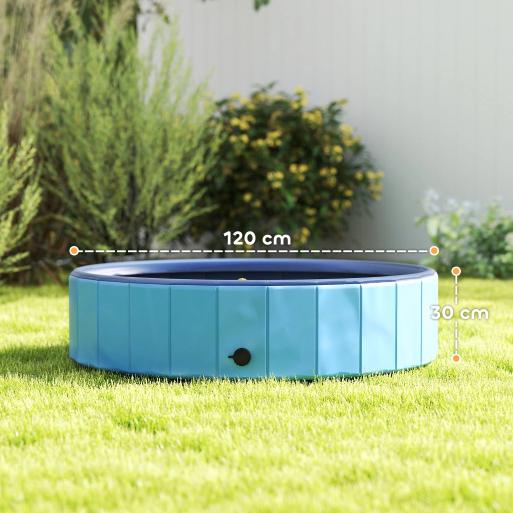 Piscina per Cani Pieghevole con Aspersore ¨C zephmum ¨C PVC Antiscivolo ?120x30 cm Azzurro