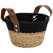 Cesto in fibra naturale e cotone nero D20x12/18