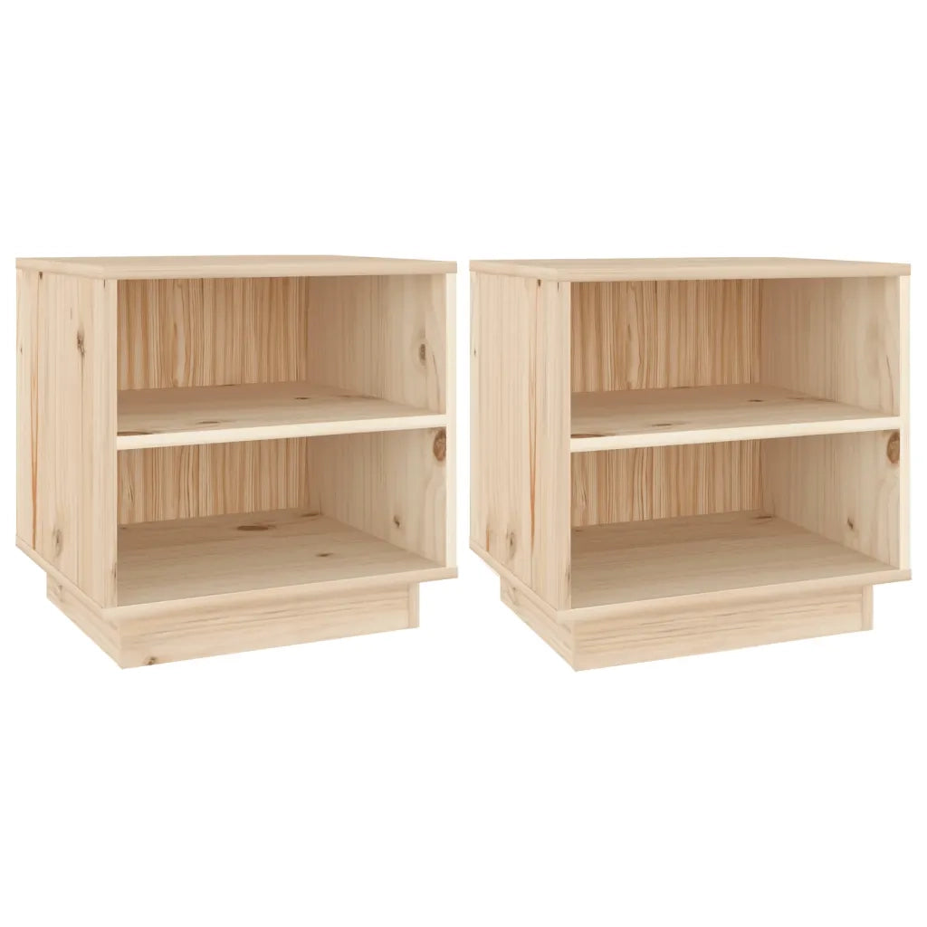 Set di 2 Comodini | Armadio da Notte | Mobiletto da notte 40x34x40 cm in Legno Massello di Pino