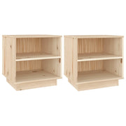 Set di 2 Comodini | Armadio da Notte | Mobiletto da notte 40x34x40 cm in Legno Massello di Pino