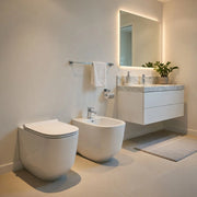Sanitari filomuro WC e Bidet in Ceramica Copriwater soft-close Ceramiche Dolomite serie ALBA - Bianco Lucido