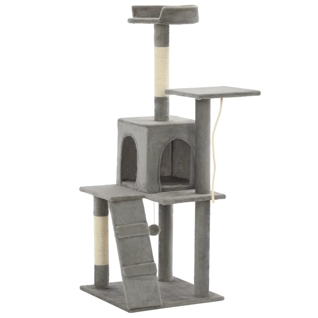 Albero per Gatti con Tiragraffi in Sisal 120 cm Grigio CFW5058214