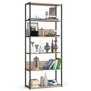 Scaffale stile industriale con ripiani in legno 80 cm Nera, Quercia Sonoma 80x32x192 cm
