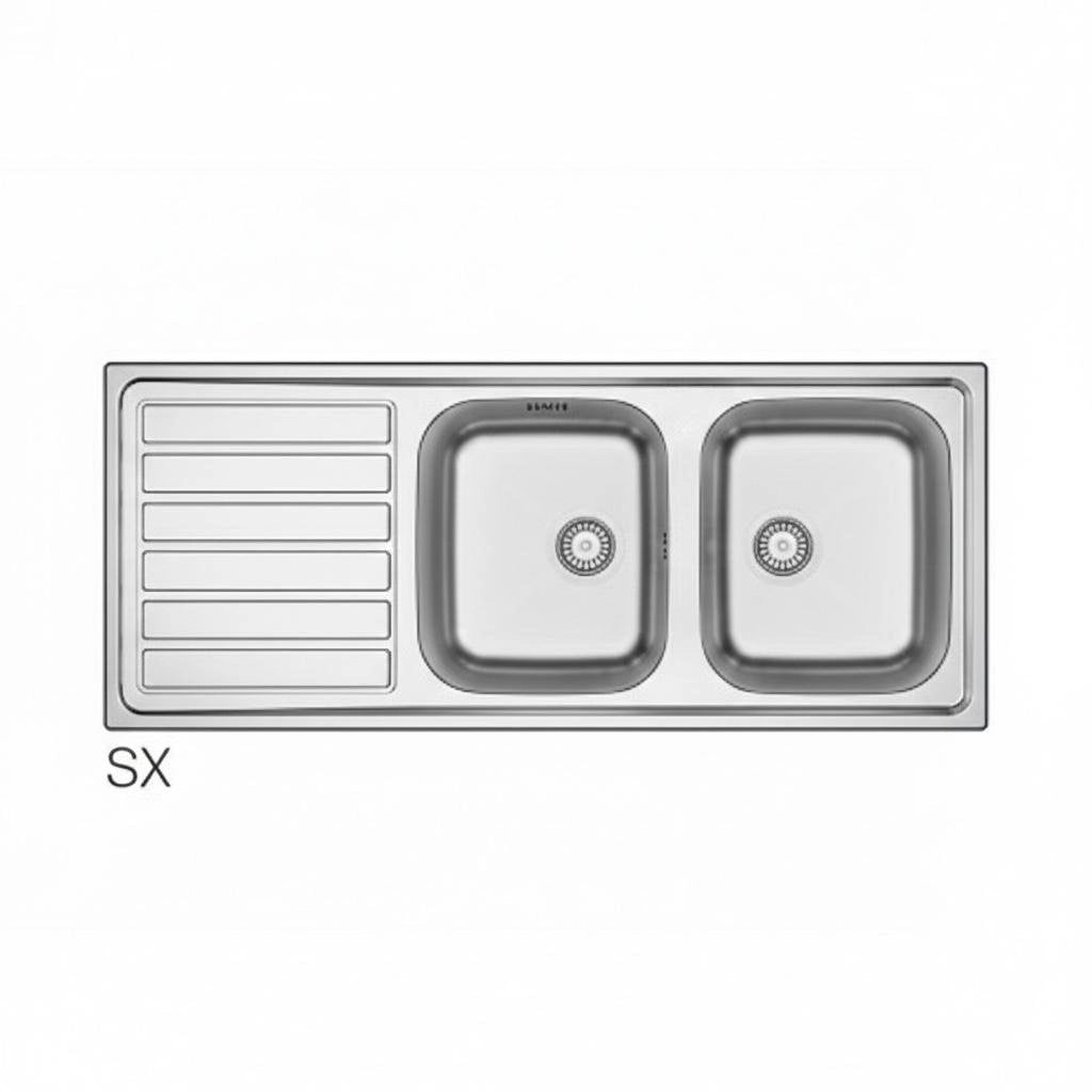 Lavello incasso in acciaio inox 120x50 cm gocciolatoio SX  - Cromo