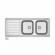Lavello incasso in acciaio inox 120x50 cm gocciolatoio SX  - Cromo
