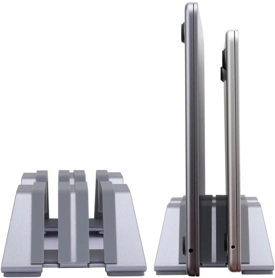 Regolabaricatore per Laptop - Regolabile - Supporta 2 Dispositivi - 6061 Alluminio - Antiscivolo - Resistente ai Solletici - Design Stilistico - Supporto per Laptop