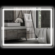 Specchio bagno LED ULEVR con Bluetooth, orologio digitale, funzione antiappannamento e luce regolabile, argento