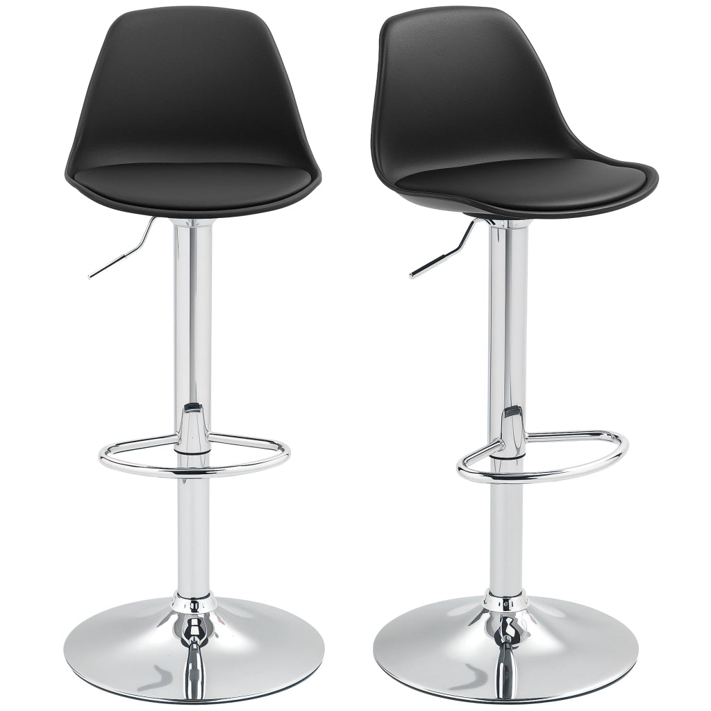 Set di 2 sgabelli da bar girevoli con schienale ¨C zephmum ¨C nero, altezza regolabile 82-104 cm