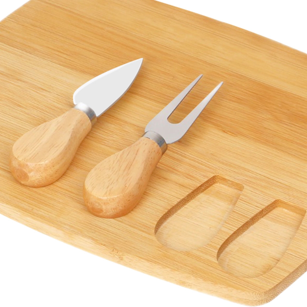 Tagliere per formaggi 3 pezzi in Bambù Naturale Ultra Pratico Elegante e Resistente Marrone chiaro Cheffinger