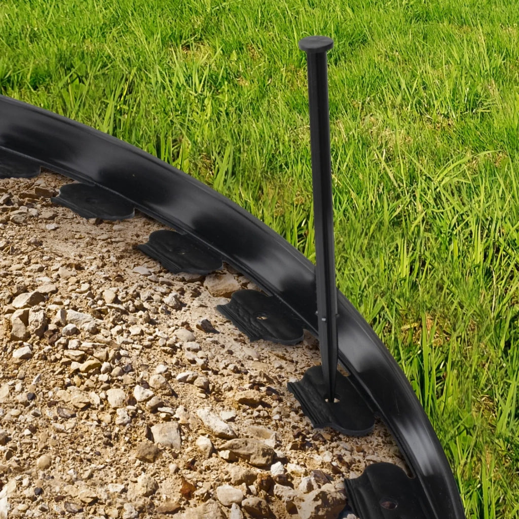 IDMarket - Bordature per prato flessible 10 mt nera altezza 5 cm + 30 picchetti