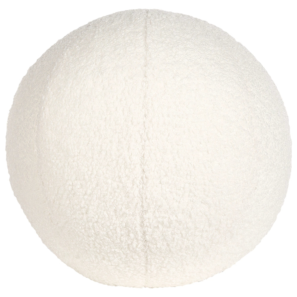 Poltrona in tessuto bouclè bianco con cuscino rotondo stile glamour retrò soggiorno