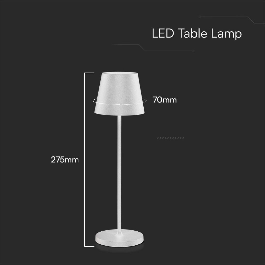 Lampada LED da Tavolo 1.5W Colore Bianco in Alluminio con caricatore Wireless e Touch Dimmerabile 3000K IP54 SKU 23445