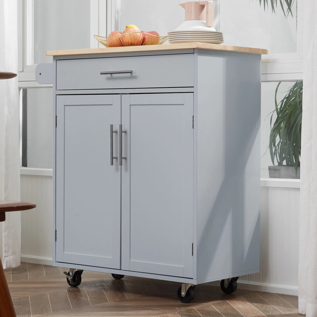 Carrello da cucina con cassetto e porta asciugamani ¨C zephmum ¨C grigio