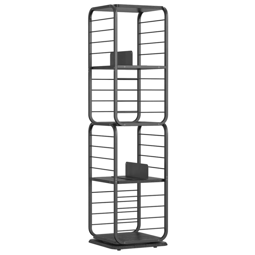 Libreria a 4 ripiani con ripiani girevoli e fermalibri per piccoli spazi 43 x 43 x 158 cm ripiano angolare struttura in acciaio nero 12_0004193