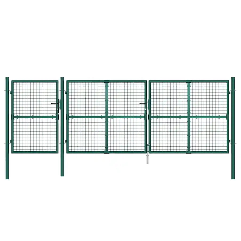 Cancello da Giardino in Rete Verde 400x125 cm in Acciaio Zincato 154537