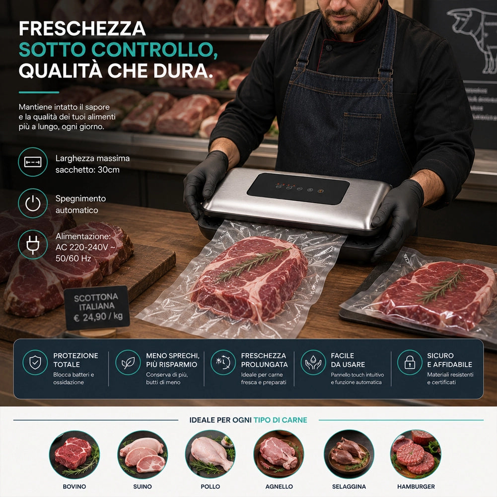 Macchina Sottovuoto e Sigilla 110W Forza Aspirante -600mBar per Alimenti