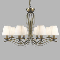 Lampadario Industrial-Nordico Andretti Acciaio Ottone 8 Luci E14