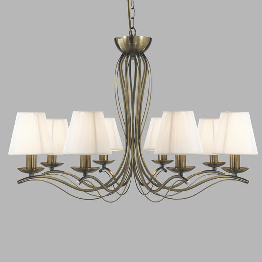 Lampadario Industrial-Nordico Andretti Acciaio Ottone 8 Luci E14