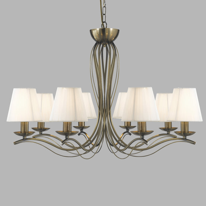 Lampadario Industrial-Nordico Andretti Acciaio Ottone 8 Luci E14