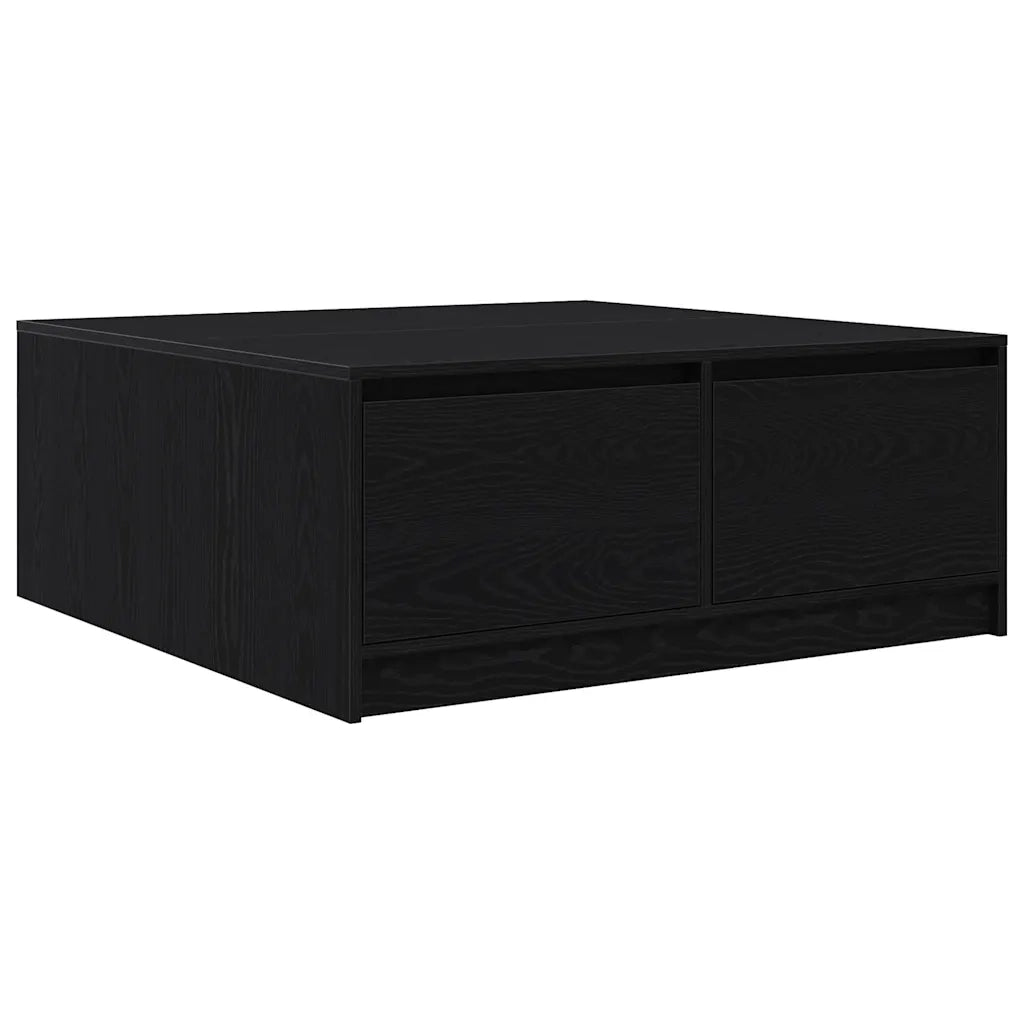 Tavolino da Salotto con Cassetti-Tavolino da soggiorno-Tavolo Rovere Nero 100x100x40 cm