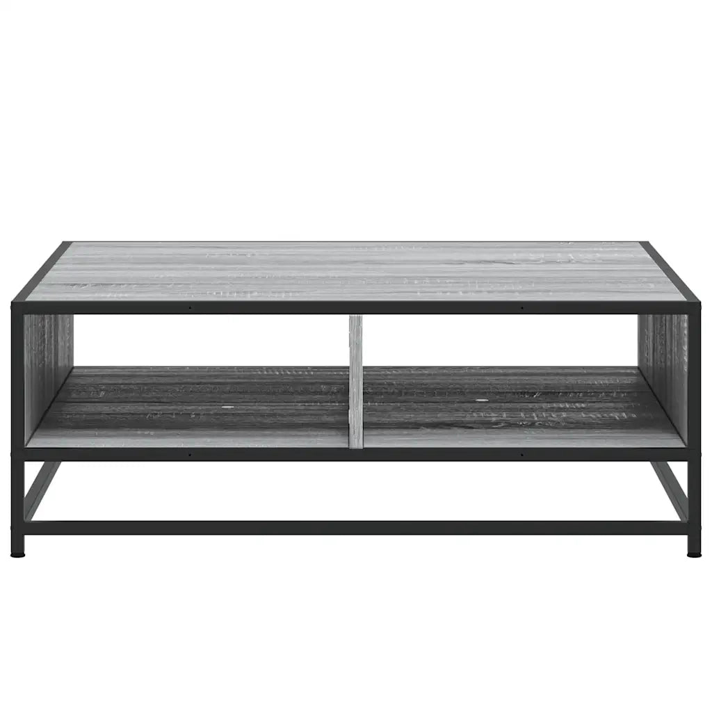 Tavolino Grigio Sonoma 80x80x30 cm in Truciolato e Metallo