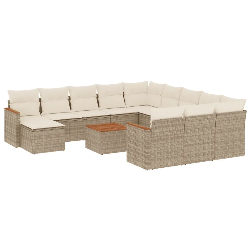Set Divano da Giardino 13 pz con Cuscini Beige in Polyrattan 3258992
