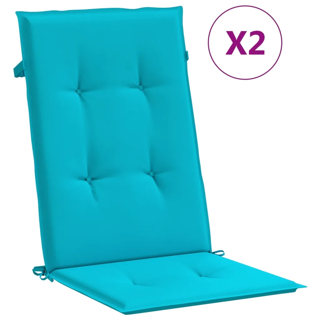 Cuscini per Sedia con Schienale Alto 2 pz Turchese in Tessuto 361271